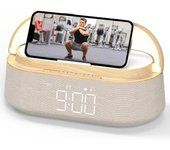 Altavoz Bluetooth Con Cargador Inalámbrico, Radio Fm, Luz Led Nocturna Ajustable, Altavoces Inalámbricos Duales, Adecuado Para Decoración Del Hogar,