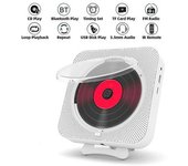 Reproductor De Cd Portátil Con Altavoz Bluetooth, Pantalla Led Estéreo, Soporte De Pared, Música Con Control Remoto Por Infrarrojos Y Radio Fm