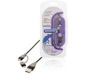 Bandridge Cable Usb 2 En 1 De Carga Y Sincronización Usb 2.0 A Macho - Micro B Macho Con Adaptador Lightning Integrado De 1,00 M En Color Negro