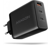 Axagon Acu-dpq100 Gan Cargador De Pared 3x Puertos Usb Con Dual Usb-c Pd3.0/qc4+/pps/apple 100w Negro