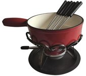 Tableandcook Set De Fondue Liso Rojo 24 Cm Calentador De Hierro Forjado - Dsbrgsaf24