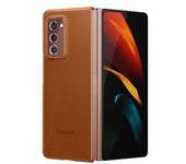 Funda Carcasa Samsung Z Fold 2 Cuero Original Tacto Suave Leather Cover Marrón