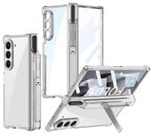 Funda Transparente Para Z Fold 6 Con Soporte Y Portalápices, Diseño De Una Sola Pieza, Protección De Bisagra Y Protector De Pantalla Integrado,