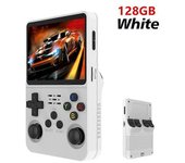 R36s Consola De Juegos Portátil Retro Sistema Linux Pantalla Ips De 3,5 Pulgadas Jugador De Bolsillo Portátil 128 Gb Game Boy Regalo Blanco