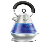 Hervidor Agua Eléctrico 1,5 Litros Jarra Cristal Inalámbrica Retroiluminada, Apagado Automático Transparente 2200w Adler Ad 1282