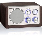 Radio Portátil Vintage Fm Analógica Retro, Potente Altavoz Conector Aux In Controles Iluminados Madera Roadstar Hra1245nwd