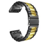Bracelete Acero Inoxidable Adaptable Negro E Dourado Para Garmin Fenix 7 Solar Edition