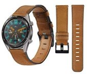 Bracelete Classic Vintage Em Pele Ecológico Huawei Watch Gt 3 Active 46mm Castanho