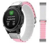 Bracelete Alpine G-hook Ajustável Garmin Quatix 7 Sapphire Edition Branco E Rosa