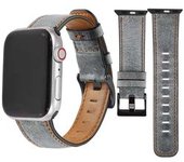 Bracelete Classic Vintage Em Pele Ecológico Apple Watch Series 6 44mm Gris