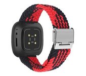 Bracelete Pulsera Entrançada Flexible Para Fitbit By Google Versa 3 Vermelho E Negro