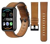 Bracelete Classic Vintage Em Pele Ecológico Huawei Watch Fit 2 Castanho