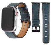 Bracelete Classic Vintage Em Pele Ecológico Apple Watch Series 3 42mm Azul