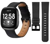 Bracelete Classic Vintage Em Pele Ecológico Fitbit By Google Sense Negro