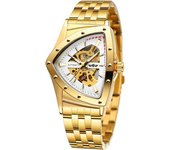 Reloj Para Hombre Reloj De Veanxin Pulsera Triangular Retro Automático Hueco Esqueleto Resistente Al Agua Hasta 30 M