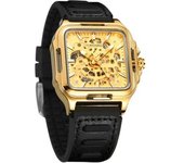 Reloj Esqueleto Resistente Al Agua Para Hombre, Elegante Reloj De Veanxin Pulsera Automático Steampunk Cuadrado Luminoso Con Cuerda Automática