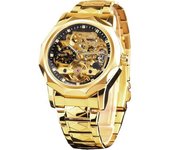 Reloj De Veanxin Pulsera Automático Con Forma De Remolino Hueco Y Esqueleto Para Hombre, Reloj De Veanxin Pulsera Automático Con Rombo Y Segundos