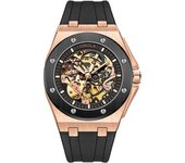 Reloj Veanxin Mecánico De Silicona Tiong, Reloj Veanxin Resistente Al Agua Con Cuerda Automática Y Diseño Punk De Vapor De Silicona