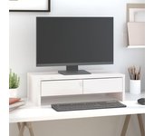 Soporte De Monitor | Soporte De Pantalla Madera Maciza De Pino Blanco 50x27x15 Cm Cfw105942