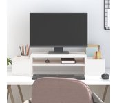 Soporte De Monitor | Soporte De Pantalla Madera Maciza De Pino Blanco 70x27,5x15 Cm Cfw953806