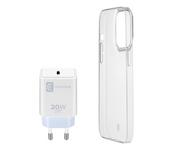 Cellularline Starter Kit Cargador Y Funda Blanca Transparente Para Iphone 14 A2882