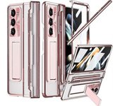 Funda Transparente Plateada Compatible Para Samsung Galaxy Z Fold 5 Con Soporte Para Pluma S Y S, Soporte De Soporte Invisible Y Protector De Pantalla
