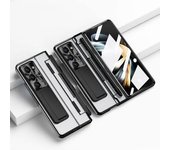 Funda De Chapado Compatible Con Samsung Galaxy Z Fold 5, Cubierta Delgada Para Pc Todo Incluido Con Soporte Para Lápiz Kickstand & S-negro