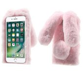 Carcasa De Teléfono Celular De Tpu De Piel Cálida Con Forma De Conejo Para Iphone Se (2020) / Se (2022) / 8/7 4,7 Pulgadas - Blanco / Yy-rosa