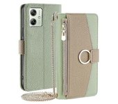 Funda De Piel Sintética Con Cremallera Y Espejo De Maquillaje Para Motorola Moto G54 5g