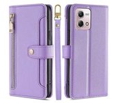 Funda De Cuero Con Bolsillo Con Cremallera Y 2 Correas Para Motorola Moto G Stylus (2023)