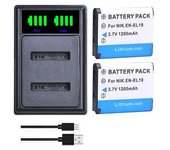(2 Baterías 1 Cargador) En-el19 Enel19 El19 Batería + Led Cargador Doble Para Nikon Coolpix S32 S33 S100 S2500 S2750 S3100 S3200 S3300 S3400 S3500