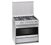 Cocina De Gas G911x Nat, 5 Fuegos, Horno Gas, Acero Inoxidable, Tapa Cristal, 90x60, Meireles