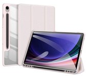 Para Samsung Galaxy Tab S9 Fe Tablet Leather Case Cubierta De Ranura Para Bolígrafo De Soporte De Tres Pliegues-rosa Claro