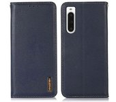 Funda Khazneh Para Sony Xperia 10 V, Con Bloqueo Rfid, De Piel De Vaca Auténtica, Con Soporte, Color Azul
