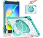 Funda Para Ipad 10.2 (2021/2020/2019) Con Correa Para El Hombro, Soporte Giratorio, Carcasa De Pc, Tpu Y Acrílico, Color Verde Claro