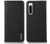 Funda Khazneh Para Sony Xperia 10 V, Con Bloqueo Rfid, De Piel De Vaca Auténtica, Con Soporte, Color Negro