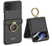 Gkk - Funda Para Samsung Galaxy Z Flip3 5g Con Anillo De Metal, Soporte, Bisagra De Absorción Magnética, Cubierta Plegable De Pc Con Película Para