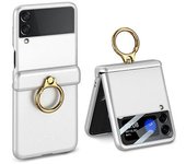 Gkk - Funda Para Samsung Galaxy Z Flip3 5g Con Anillo De Metal, Soporte, Bisagra De Absorción Magnética, Cubierta Plegable De Pc Con Película Para
