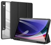 Para Samsung Galaxy Tab S9 Fe Tablet Leather Case Cubierta De Ranura Para Bolígrafo De Soporte De Tres Pliegues-negro