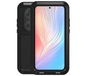 Love Mei Shockproof Dropproof Dustproof Soft Silicone + Premium Metal Cover Case [without Front Glass] For Huawei P50 Pro - Black