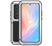 Love Mei Shockproof Dropproof Dustproof Soft Silicone + Premium Metal Cover Case [without Front Glass] For Huawei P50 Pro - Black