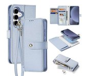 Funda De Piel De Vaca Con Cierre Magnético Desmontable Para Samsung Galaxy S25-light Blue