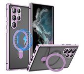 Funda Para Teléfono Samsung Galaxy S22 Ultra 5g, Carcasa De Pc Mate Magnética Con Película De Vidrio Templado Hd-purple