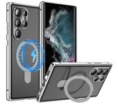 Funda Para Teléfono Samsung Galaxy S22 Ultra 5g, Carcasa De Pc Mate Magnética Con Película De Vidrio Templado Hd-silver