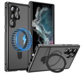 Funda Para Teléfono Samsung Galaxy S22 Ultra 5g, Carcasa De Pc Mate Magnética Con Película De Vidrio Templado Hd-black
