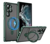 Funda Para Teléfono Samsung Galaxy S22 Ultra 5g, Carcasa De Pc Mate Magnética Con Película De Vidrio Templado Hd-green