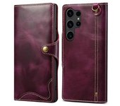 Funda Para Teléfono Móvil Samsung Galaxy S24 Ultra Con Hebilla Estilo Billetera De Cera De Aceite Retro