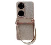 Estuche Rígido Para Teléfono Huawei P50 Con Correa Para La Muñeca, Diamantes De Imitación Y Purpurina Para Pc