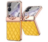 Funda Para Xiaomi Mix Flip 5g Con Soporte De Anillo De Cuero Con Diamantes De Imitación Y Funda De Pc Con Diseño De Rombos