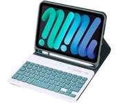 C06b Para Ipad Mini (2021) Funda Protectora Antiarañazos Con Teclado Bluetooth Soporte A Prueba De Golpes Funda De Cuero Con Ranura Para Bolígrafo